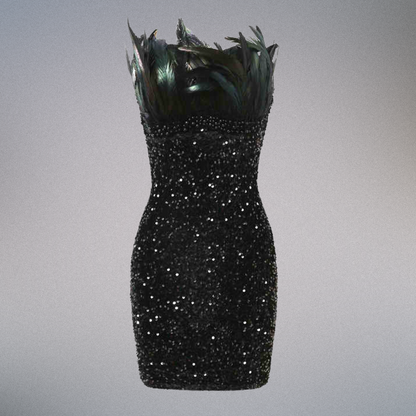 Midnight Plume Sequin Dress Elegance Crate