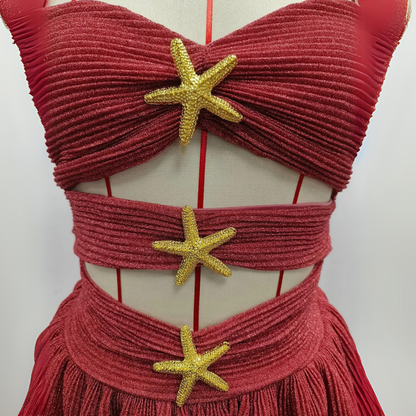 Coral Star Ruffle Dress