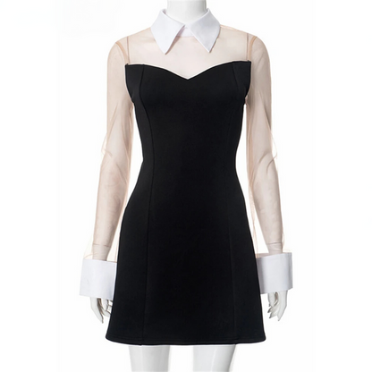 Noir Elegance Collar Dress Black