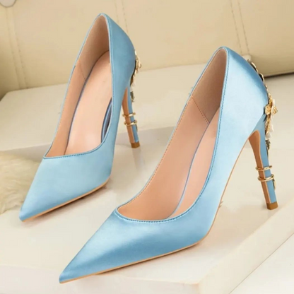 Celeste Satin High Heel Pumps Elegance Crate