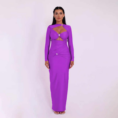 Sapphire Elegance Cutout Gown Elegance Crate