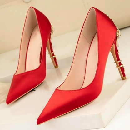 Celeste Satin High Heel Pumps Elegance Crate