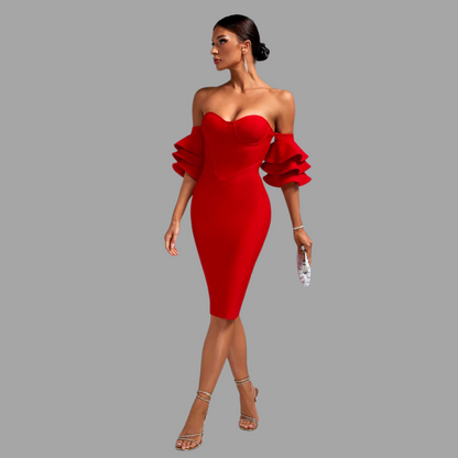 Scarlet Majesty Ruffle Dress Elegance Crate