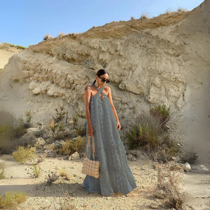 Ocean Breeze Halter Maxi Dress Silver