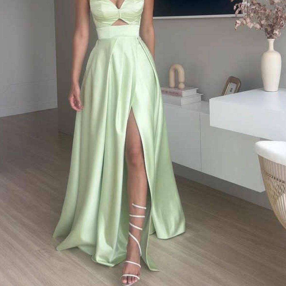 Elegant Sage Green Evening Gown
