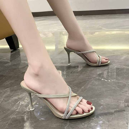 Crystal Strap High Heel Sandals Elegance Crate
