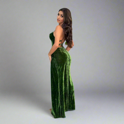 Emerald Desire Velvet Gown Elegance Crate