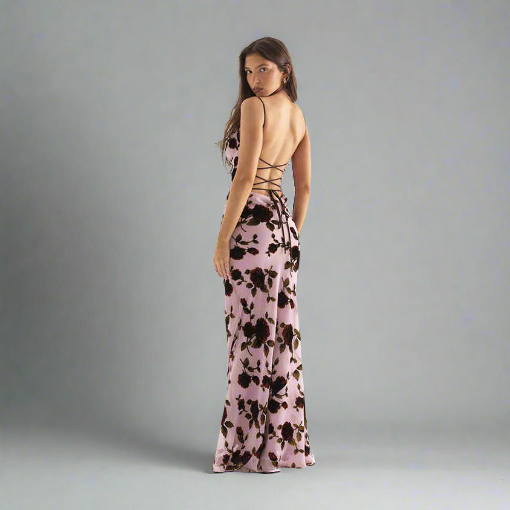Liana Floral Mesh Dress Elegance Crate