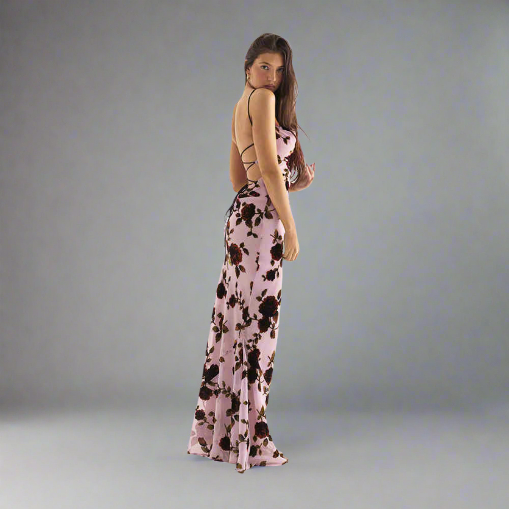 Liana Floral Mesh Dress Elegance Crate