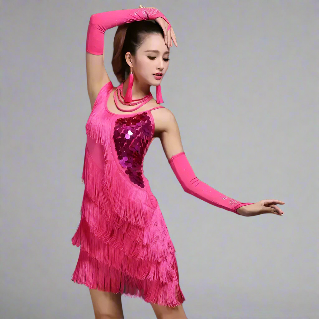 Flamingo Rhythm Fringe Dress