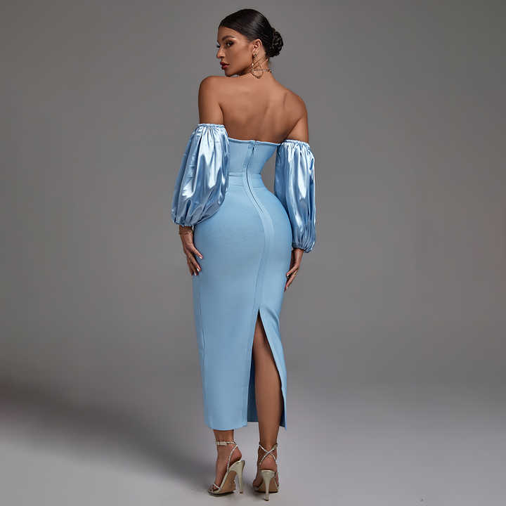 Vivienne Strapless Puff Sleeve Dress Elegance Crate