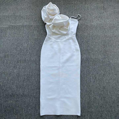 Scarlet Bloom Midi Dress Elegance Crate