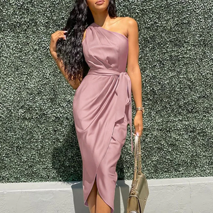 Olive Grace One-Shoulder Dress Purple