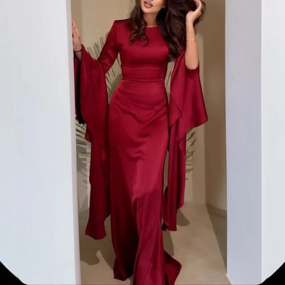 Ethereal Ivory Bell Sleeve Gown Red