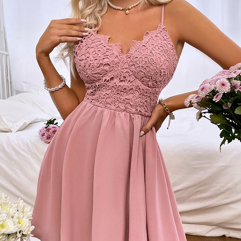 Blush Lace Bodice Mini Dress