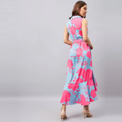 Floral Breeze Asymmetrical Dress Pink
