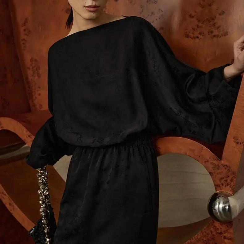 Noir Draped Elegance Dress Elegance Crate
