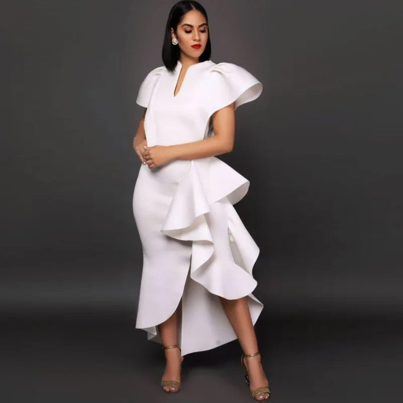 Ivory Cascade Ruffle Dress Elegance Crate