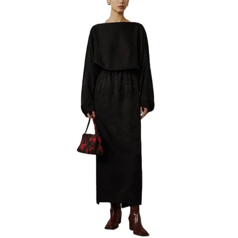 Noir Draped Elegance Dress Elegance Crate