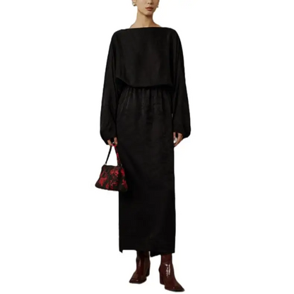 Noir Draped Elegance Dress Elegance Crate